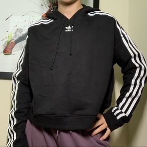 Black Cropped Adidas Hoodie, NEW
